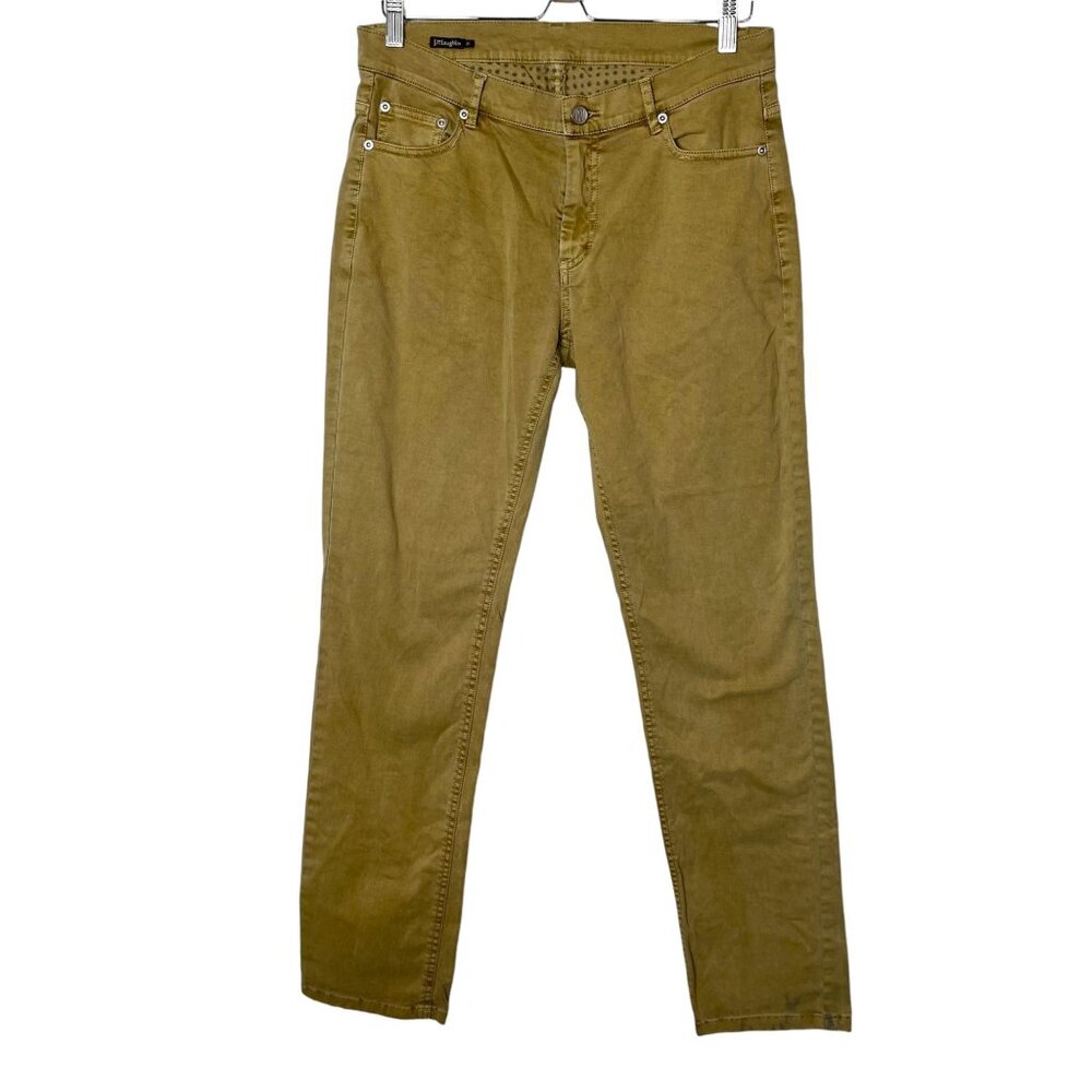 J. McLaughlin Womens Khaki Mustard Yellow Causal Pants Size 31 Slim Fit